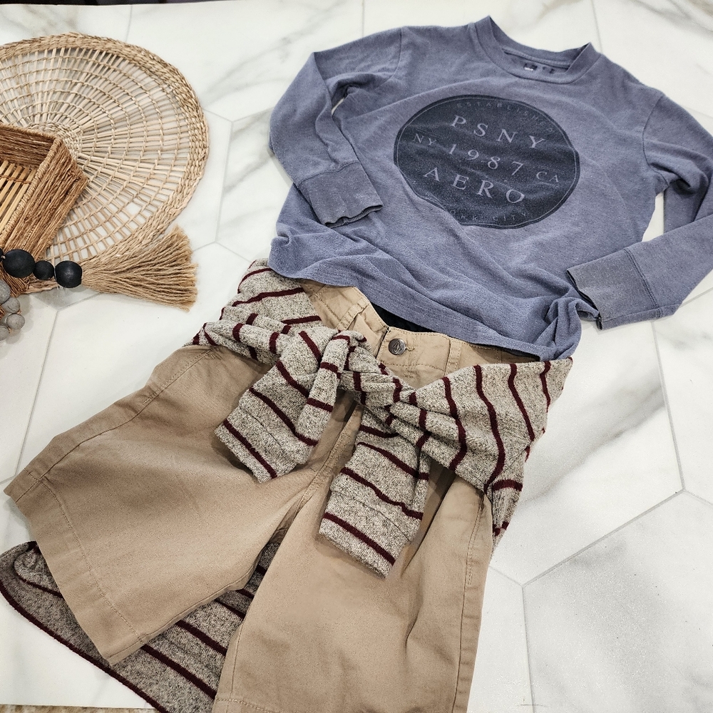 [ p.s.n.y.] boys vintage CUTEST EVER long sleeve blue/ gray long sleeve shirt.
